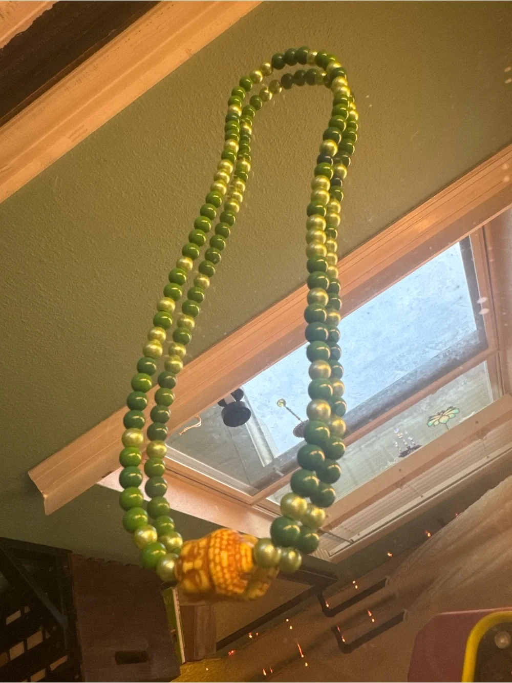 Green Beaded Statement Necklace - Handcrafted Fashion Jewelry